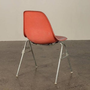 Original 1960s Eames for Herman Miller Red Orange Fiberglass Shell Chairs H Base, Eiffel Base, Dowel Base, Stacking Base image 3