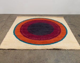 Verner Panton Style Rya Rug - Orange and Blue