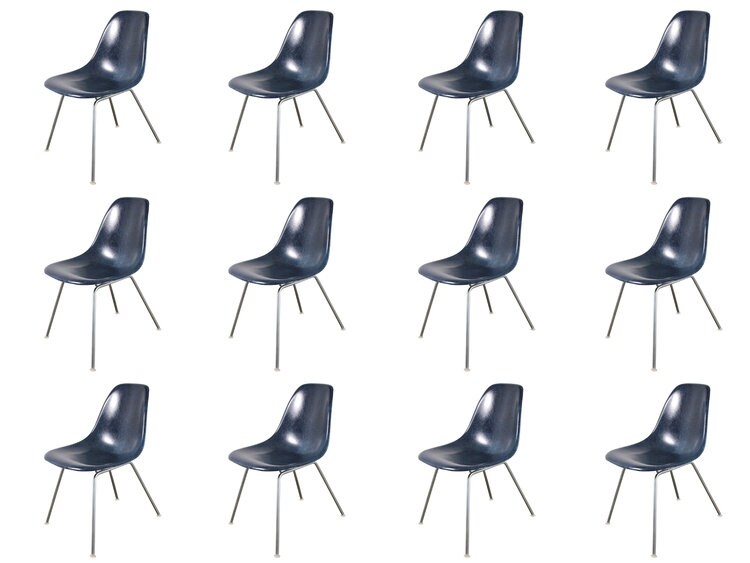 Vintage Navy Blue Eames Fiberglass Shell Chairs for Herman Miller