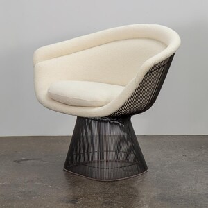 Warren Platner Bronze Lounge Chairs in Knoll Boucle image 5