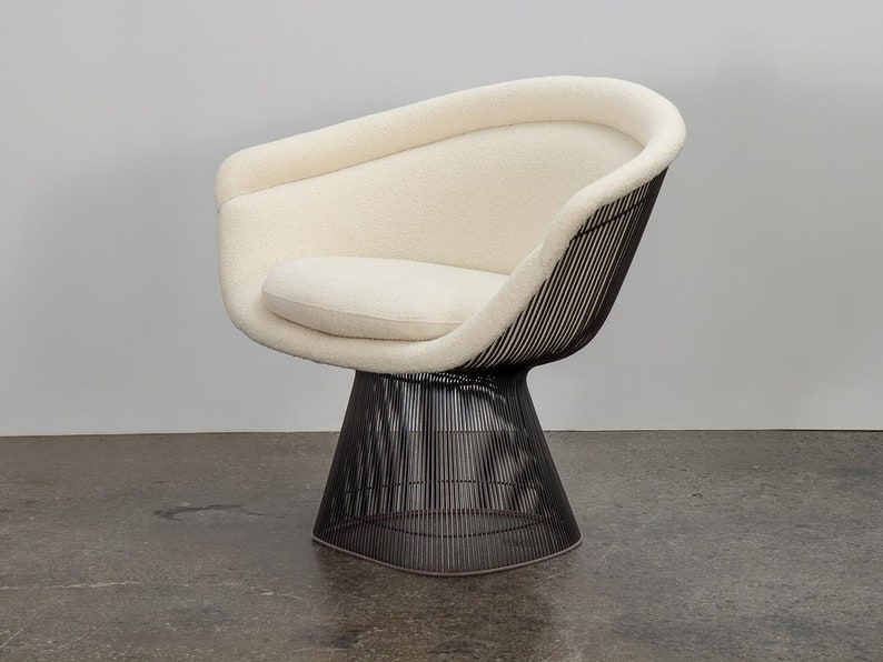 Warren Platner Bronze Lounge Chairs in Knoll Boucle image 5