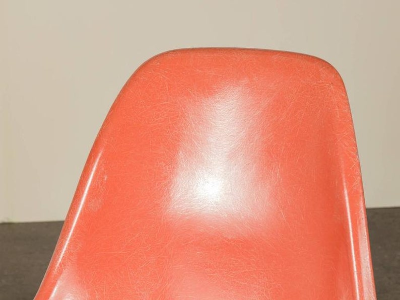 Original 1960s Eames for Herman Miller Red Orange Fiberglass Shell Chairs H Base, Eiffel Base, Dowel Base, Stacking Base image 4