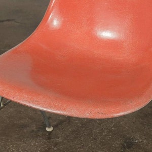 Original 1960s Eames for Herman Miller Red Orange Fiberglass Shell Chairs H Base, Eiffel Base, Dowel Base, Stacking Base image 5