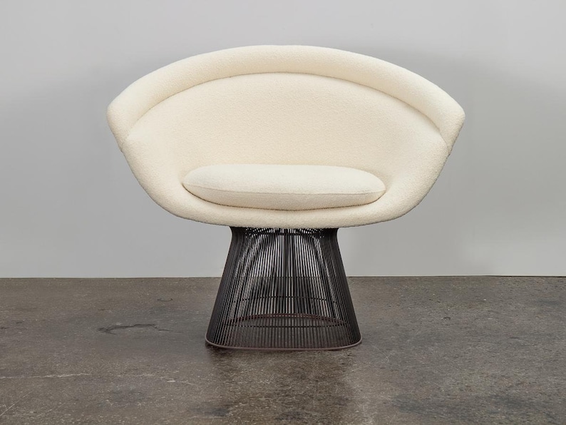 Warren Platner Bronze Lounge Chairs in Knoll Boucle image 4