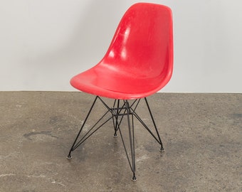 Original Eames for Herman Miller Crimson True Red Fiberglass Molded Shell Chairs - H Base, Eiffel Base, Dowel Base, Stacking Base Available