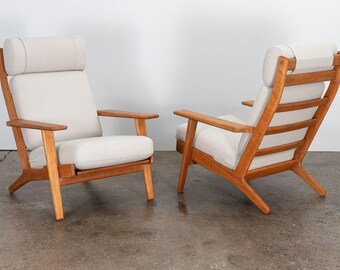 Hans J. Wegner GE290A White Oak Lounge Chairs