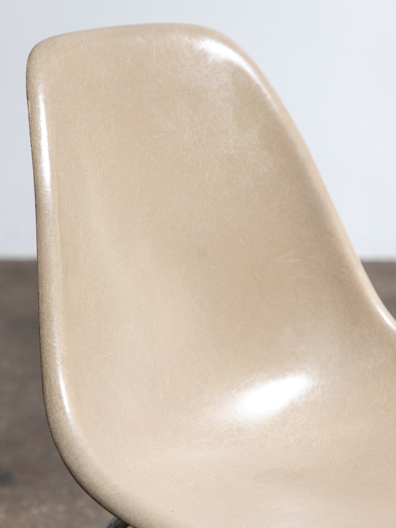 Original Eames for Herman Miller Fiberglass Molded Shell Chairs in Greige image 3