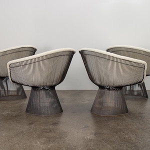 Warren Platner Bronze Lounge Chairs in Knoll Boucle image 2