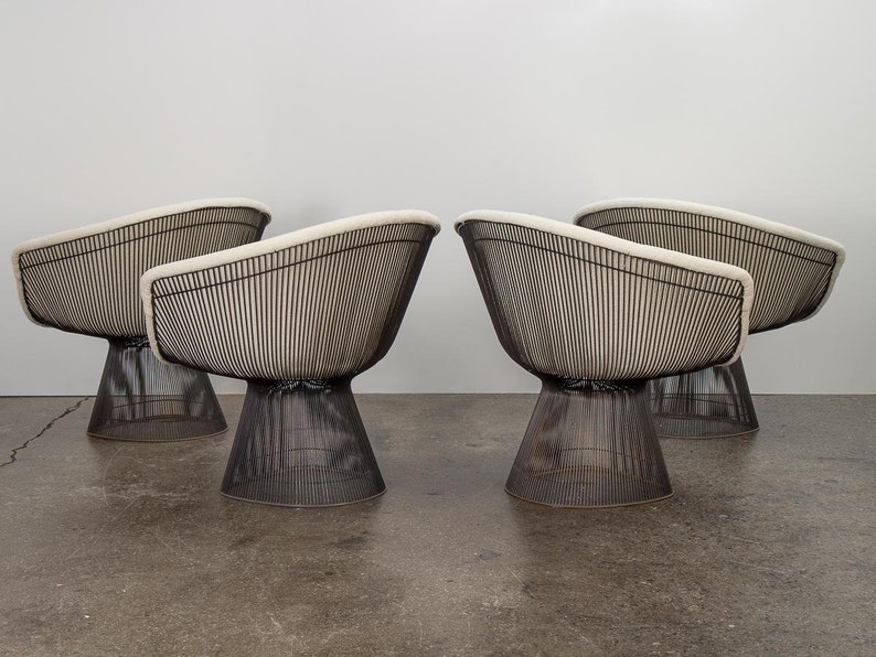 Warren Platner Bronze Lounge Chairs in Knoll Boucle image 2