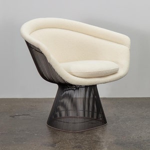Warren Platner Bronze Lounge Chairs in Knoll Boucle image 3