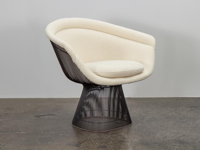 Warren Platner Bronze Lounge Chairs in Knoll Boucle image 3