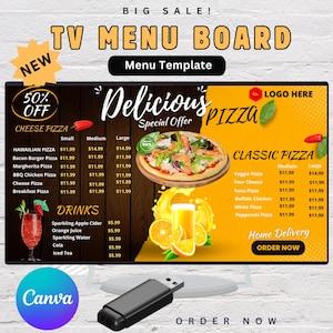 Plantilla de menú de pizza personalizada | Menú de restaurante italiano imprimible | Menú de comida digital editable | Descarga instantánea