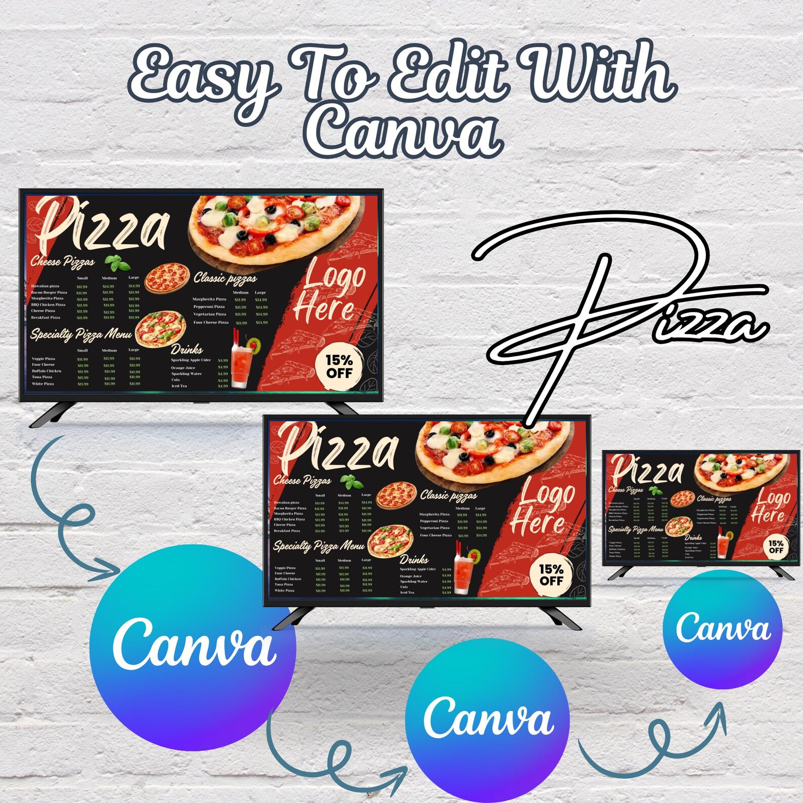 Editable Pizza Menu.pdf Editable Pizza Menu Template for Canva | Printable Italian Restaurant ...