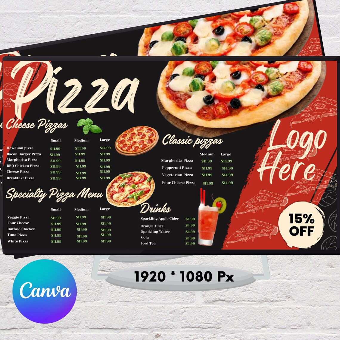 Editable Pizza Menu.pdf Editable Pizza Menu Template for Canva | Printable Italian Restaurant ...