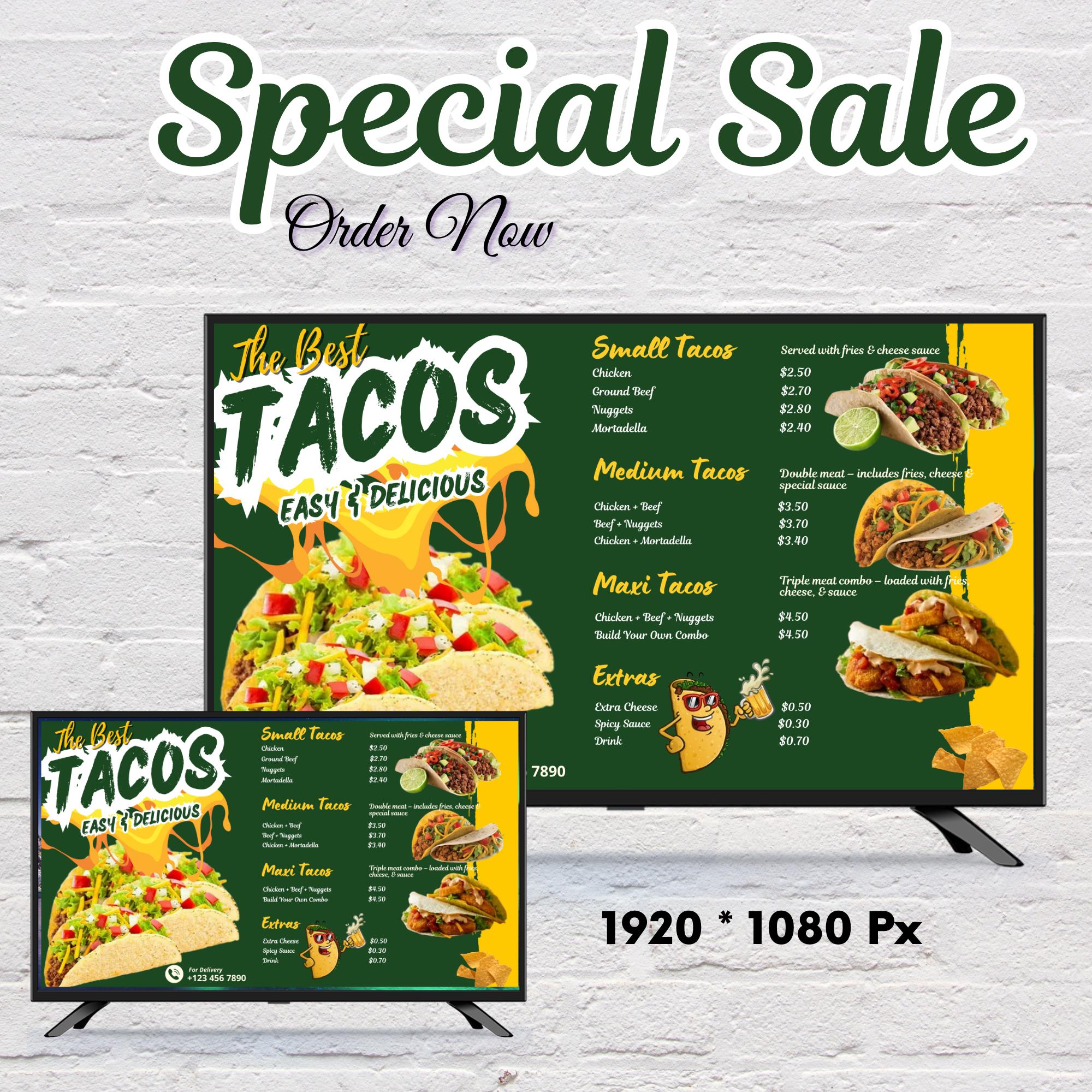 Editable Tacos Menu Canva Template | Printable Fast Food Menu Design ...