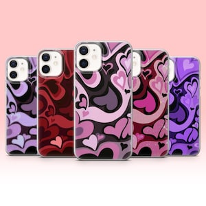 Psychedelic Heart Pattern Phone Cover for iPhone 16e, 15, 14, 13, 12, 11, Google Pixel 9 Pro, 8, 7A, Samsung S25 edge, S24 FE, A71, A36.
