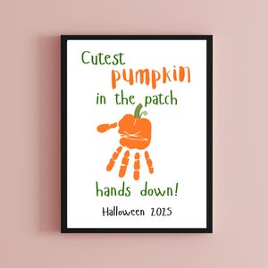 Cutest pumpkin Halloween baby hand print template, ink baby hand print, gift from baby, digital download