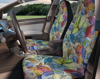 Custom Floral Car Seat Covers | Set of 2 Universal Fit | Boho Car Interior Decor | Colorful Seat Protector Gift for Her
