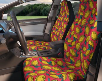 Citroen autostoelhoezen, gele fruit autobeschermers, zomerdecor