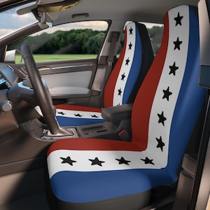 Patriotic Star Car Seat Covers: USA Flag Auto Interior Set
