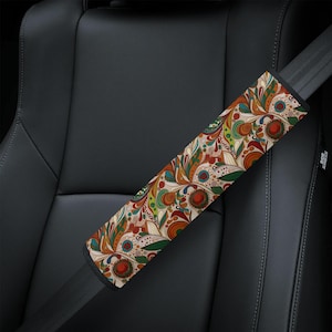 Boho Floral Seat Belt Covers: Retro Car Strap Pads