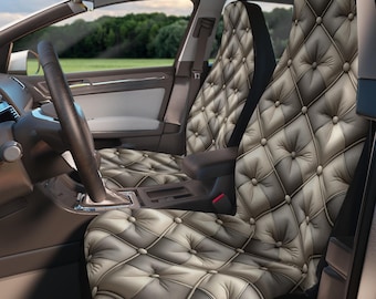 Gewatteerde diamant autostoelhoezen: universele beige en grijze voorstoelbeschermers