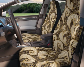 Boho retro autostoelhoezen: abstracte werveling voorstoelbeschermerset