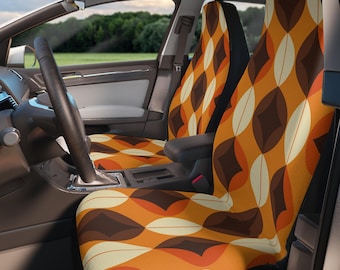 Retro geometrische autostoelhoezen: polyester pluche, universele pasvorm