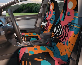 Retro geometrische autostoelhoezen: abstract auto-interieur - set van 2