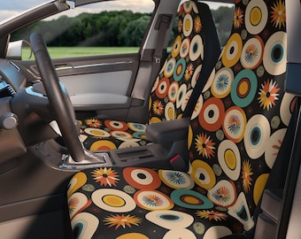Retro Mandala Car Seat Covers: Vintage Boho Style, Set of 2
