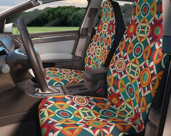 Retro geometrische autostoelhoezen: funky jaren 70-stijl - set van 2