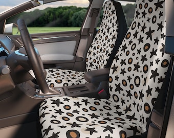 Star Print Car Seat Covers, Universal Fit Front Seat Protectors, Plush Polyester Set