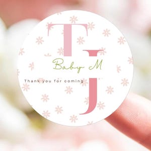 Customizable Floral Baby Shower Thank You Sticker, Dessert Label Tag, Baby Shower Favor Printable, Digital Download Party Sticker