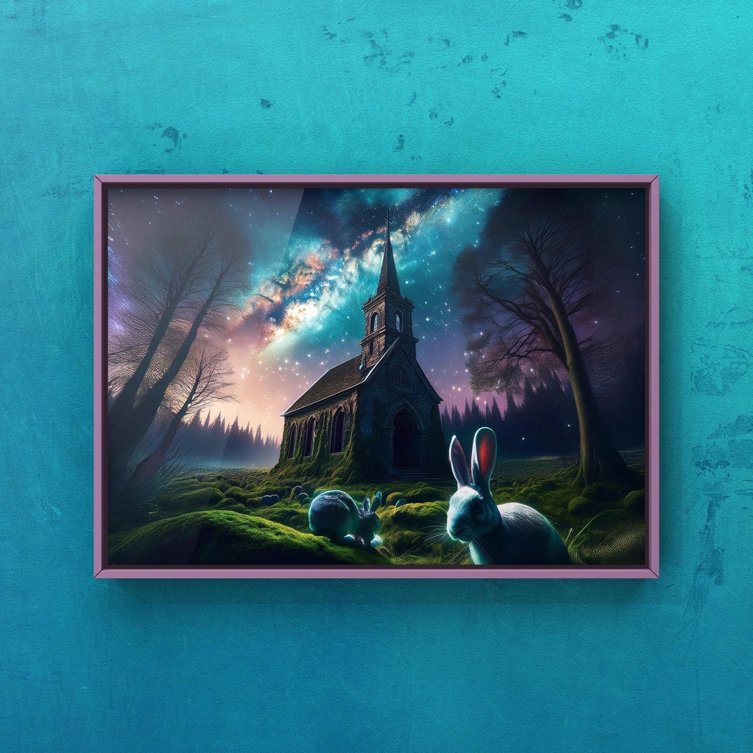 Creepy Northern Lights Rabbits Congregating Around Abandoned Church ...