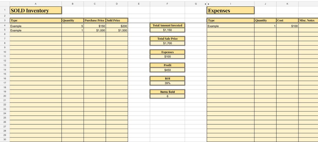 Easy to Use Gold and Silver Sales Tracker Spreadsheet – Monitor ROI ...