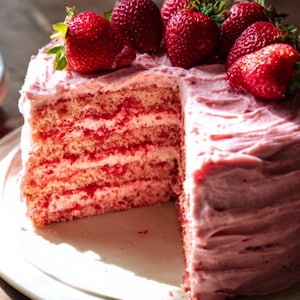 Fresh Strawberry Cake with Strawberry Buttercream Recipe | Instant Digital Download PDF