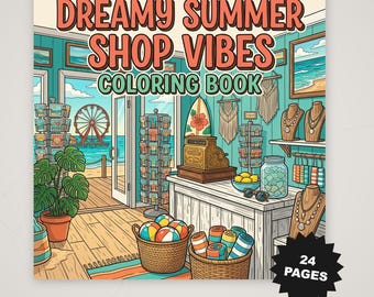 Verträumter Sommer Shop Vibes Seaside Dorf Spaß 24 Seiten Bold Printable PDF Digitaler Download