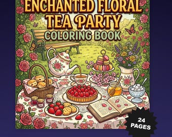 Verzauberte Blumen-Tee-Party Blumengarten-Kunst 24 Seiten Bold Printable PDF Digital Download
