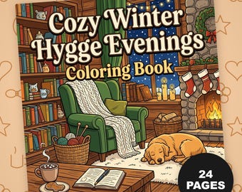 Cozy Winter Hygge Malbuch: 24 Cabochon-Motive (Digitaler Download)