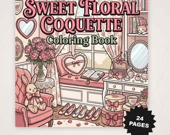 Süße Florale Kokette Verträumte Raumszenen 24 Seiten Bold Printable PDF Digital Download