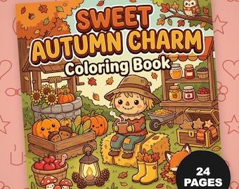 Süßes Herbst-Charm Ausmalbuch: 24 niedliche Ernte-Ausmalbilder (Digitaler Download)