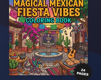 Magische mexikanische Fiesta Vibes Mexiko Kultur Kunst 24 Seiten fett druckbare PDF digitaler Download
