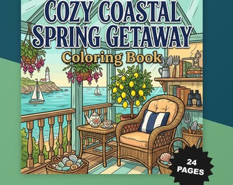 Gemütliche Küsten Frühling Kurzurlaub Nautische Frühling Kunst 24 Seiten fettgedruckte druckbare PDF digitaler Download