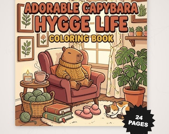 Entzückende Capybara Hygge Life Kawaii Nager Aktivität 24 Seiten Fett Druckbare PDF Digitaler Download