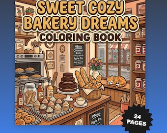 Süße gemütliche Bäckerei Träume Konditorei Aktivität 24 Seiten fett gedruckte PDF-Digital-Download