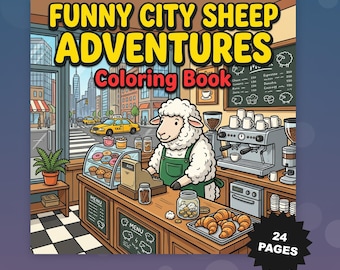 Stadtschafe Abenteuer Malbuch: 24 Seiten (Digitaler Download)