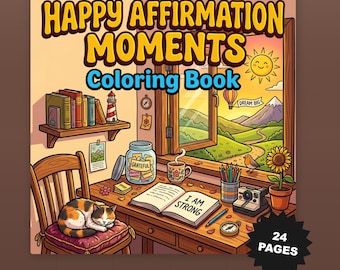 Glückliche Affirmationsmomente Positives Wachstum Kunst 24 Seiten Bold Printable PDF Digital Download