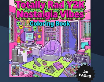 Totally Rad Y2K Nostalgie Vibes 24 Seiten Fett Druckbare PDF Digitaler Download