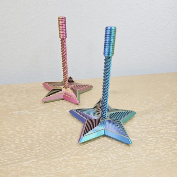 Passthrough Fidget Star with Handle: Hypnotic Visual & Sound Stress Relief Spinner, 3D Printed Desk Toy
