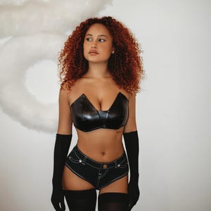 Vegan Leather Triangle Bustier Bra